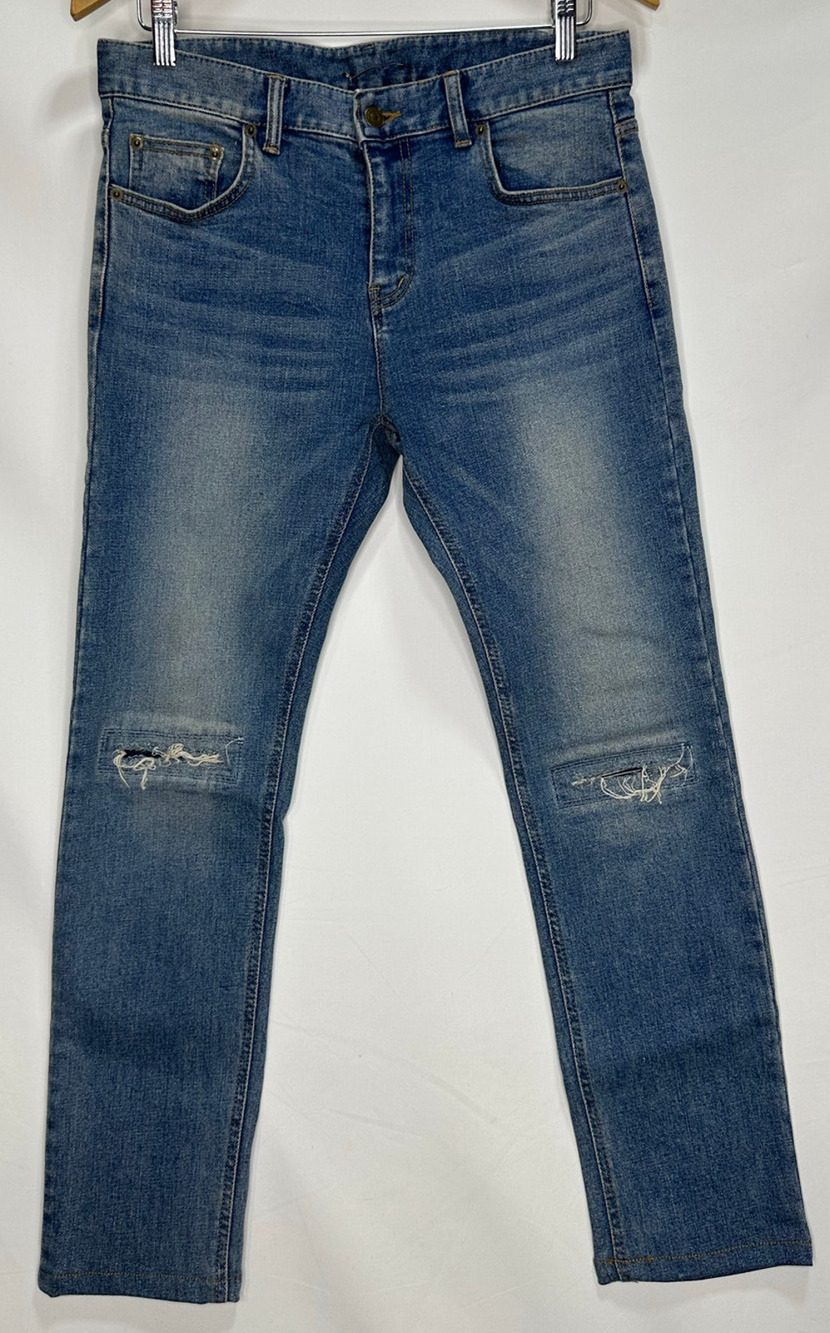 SAINT LAURENT D02 Mid Rise Distressed Skinny Jeans size 32 / US 4